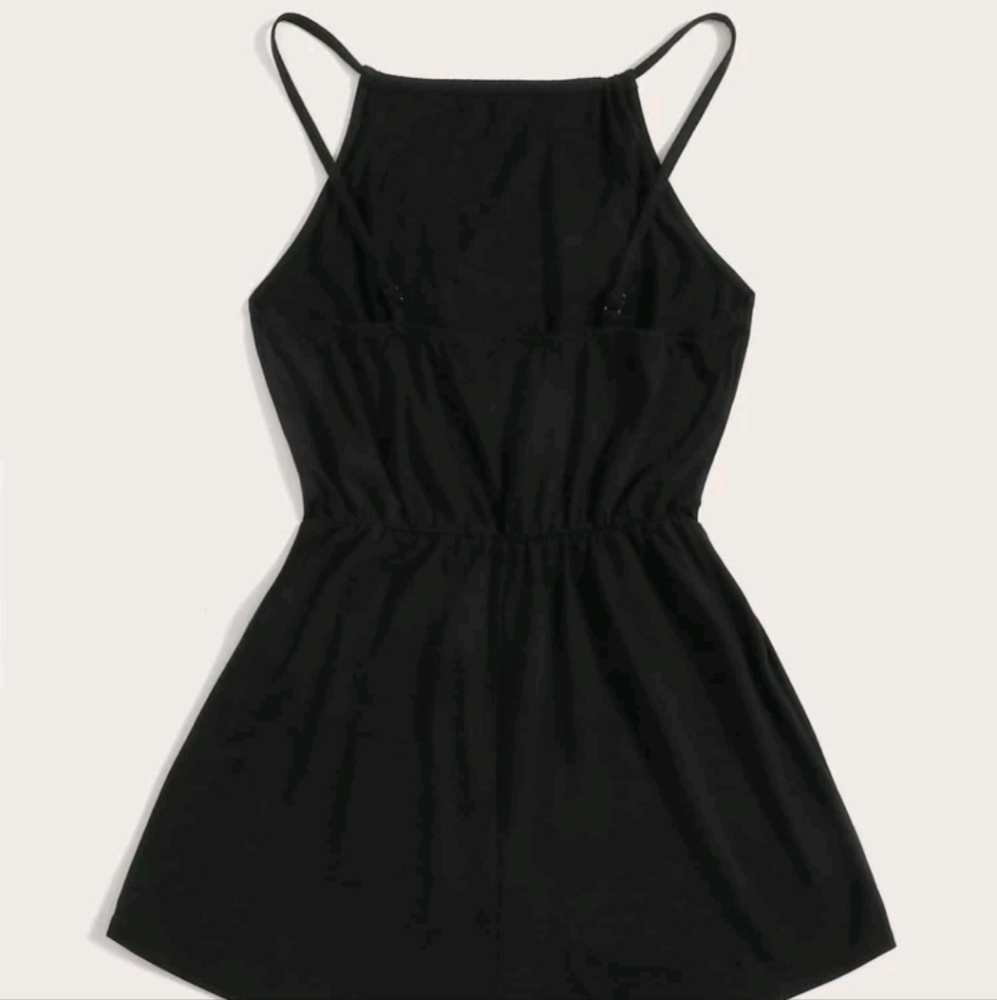 Shein Solid Black Halter Romper
